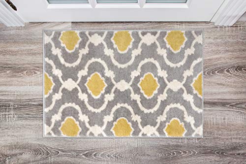 Product Cover 2' x 3' , Gray/Yellow : Rugshop Moroccan Trellis Contemporary Indoor Area Rug, 2' x 3', Gray/Yellow