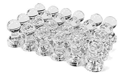 Product Cover 24 Clear Magnetic Push Pins - Perfect Magnets for Fridge, Calendars, Whiteboards, and Maps