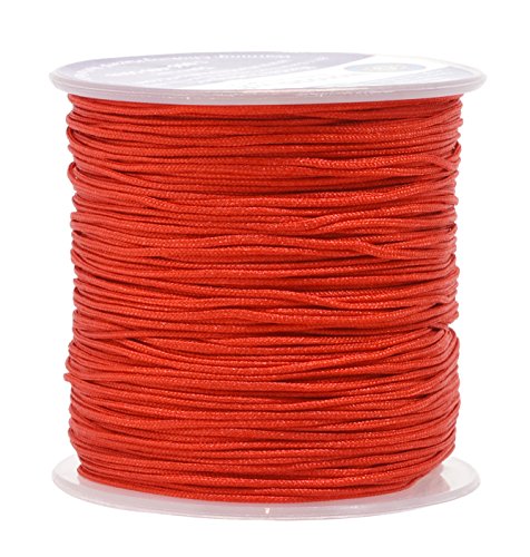 Product Cover Mandala Crafts Nylon Satin Cord, Rattail Trim Thread for Chinese Knotting, Kumihimo, Beading, Macramé, Jewelry Making, Sewing (1mm, 109 Yards, Red)