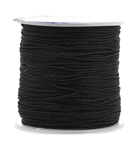 Product Cover Mandala Crafts Nylon Satin Cord, Rattail Trim Thread for Chinese Knotting, Kumihimo, Beading, Macramé, Jewelry Making, Sewing (1mm, 109 Yards, Black)