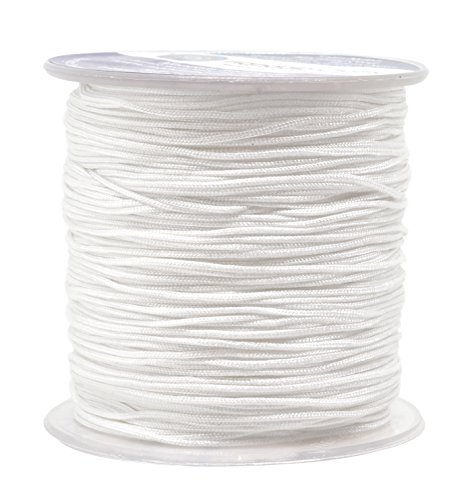 Product Cover Mandala Crafts Nylon Satin Cord, Rattail Trim Thread for Chinese Knotting, Kumihimo, Beading, Macramé, Jewelry Making, Sewing (1mm, 109 Yards, White)