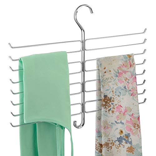 Product Cover mDesign Metal Closet Rod Hanging Accessory Storage Organizer Rack for Scarves, Ties, Yoga Pants, Leggings, Tank Tops - Snag Free, Geometric Design, 16 Arms/1 Hook - Chrome
