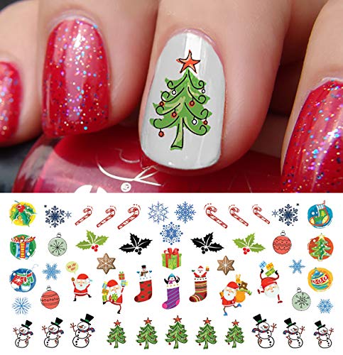 Product Cover Christmas Holiday Assortment Water Slide Nail Art Decals Set #6- Salon Quality 5.5