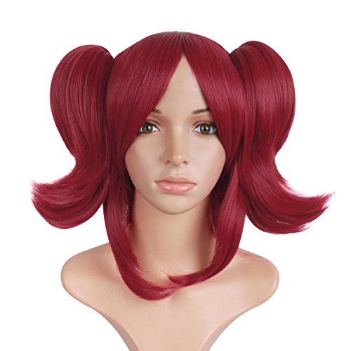 Product Cover MapofBeauty Meilifang Kuroshitsuji Mey Rin Wine Red 2pcs Clip on Ponytail 40cm Party Costume Cosplay Wigs