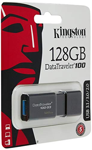 Product Cover Kingston Digital 128GB DataTraveler 100 G3 USB 3.0 100MB/s Read, 10MB/s Write (DT100G3/128GB)