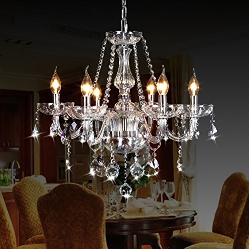 Product Cover CRYSTOP Classic Vintage Crystal Candle Chandeliers Lighting 6 Lights Pendant Ceiling Fixture Lamp for Elegant Decoration D23.6