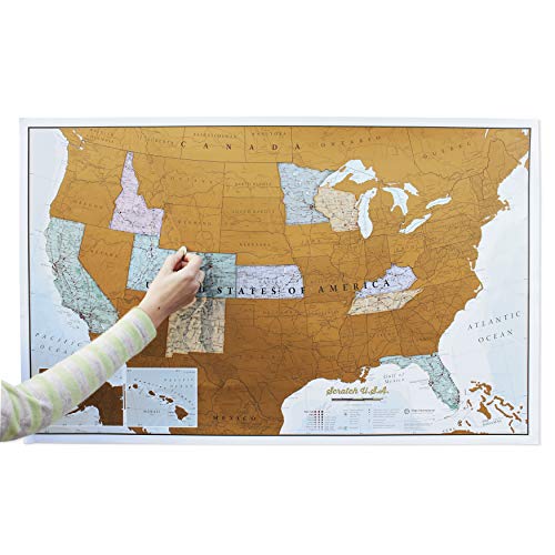 Product Cover Maps International Scratch Off Map of The US - USA Wall Map - Scratch Off - Detailed Cartography - US States - National Parks - 36 x 24