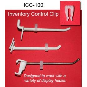 Product Cover Inventory Control Clip, ICC-100, Pack of 100 by ClipStrip | Inexpensive Display Inventory Control | Product Stopper | Fits .150