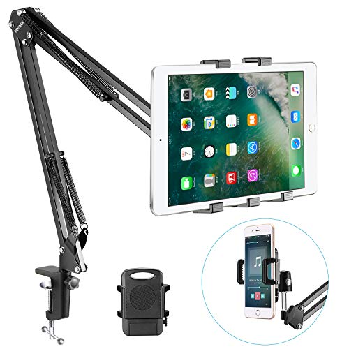 Product Cover Neewer Universal Smartphone & Tablet Stand (Sturdy Metal Arm, Padded Holder, Adjustable Mounting Clamp) for iPhone 6 Plus, Galaxy Note 5, iPad Air/iPad Air 2, Samsung Galaxy Tab and More-Black