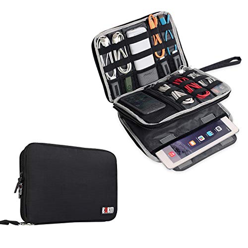 Product Cover BUBM Double Layer Electronics Organizer/Travel Gadget Bag For Cables,Memory Cards,Flash Hard Drive and More,Fit For iPad Or Tablet(Up To 9.7