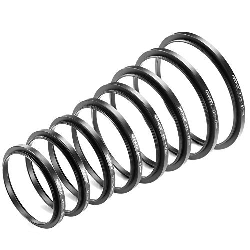 Product Cover Neewer® 8 Pieces Step-up Adapter Ring Set Made of Premium Anodized Aluminum, includes: 49-52mm, 52-55mm, 55-58mm, 58-62mm, 62-67mm, 67-72mm, 72-77mm, 77-82mm--Black