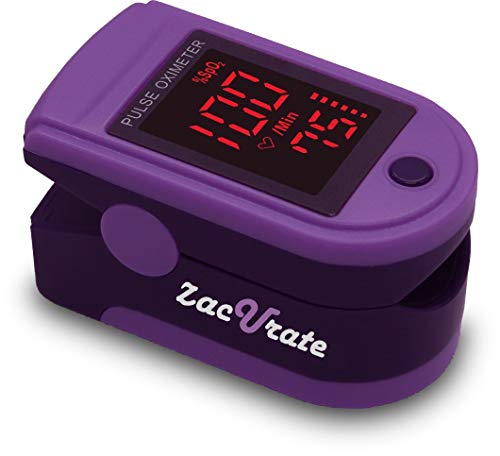 Product Cover Zacurate® Pro Series 500DL Fingertip Pulse Oximeter Blood Oxygen Saturation Monitor with Silicon Cover, Batteries and Lanyard (Mystic Purple)