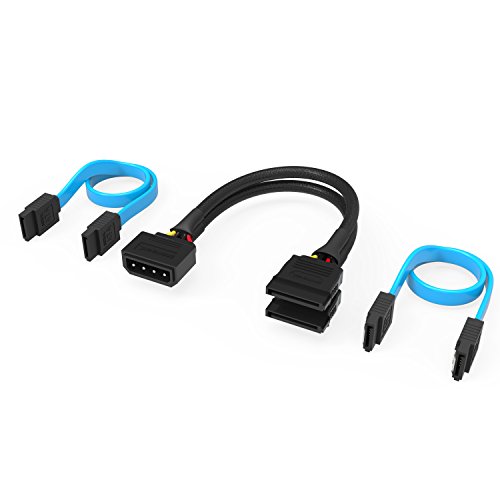 Product Cover Sabrent SSD/SATA Hard Drive Connection Kit [Molex 4 Pin to x2 15 Pin SATA Power Splitter Cable and x2 SATA Cables (Data)] (CB-SDSP)