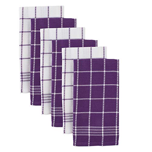 Product Cover J & M Home Fashions Waffle Weave Kitchen Towel Set (6 Pack), Eggplant