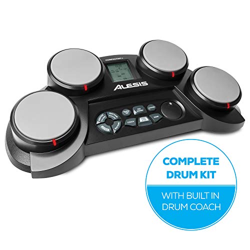 Product Cover Alesis Compact Kit 4 | Portable 4-Pad Tabletop Electronic Drum Kit with Velocity-Sensitive Drum Pads, 70 Drum Sounds, Coaching Feature, Game Functions, Battery- or AC-Power and Drum Sticks Included