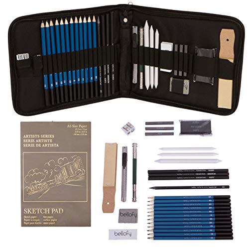 Product Cover Bellofy Professional Drawing Kit Artist Drawing Supplies Kit | 33-Piece Sketch Kit, Erasers, Kit Bag, Free Sketchpad | Perfect Graphite Drawing Pencil Set for Sketching | Art Pencils for Shading
