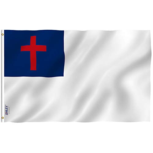 Product Cover Anley Fly Breeze 3x5 Foot Christian Flag - Vivid Color and UV Fade Resistant - Canvas Header and Double Stitched - Religious Flags Polyester with Brass Grommets 3 X 5 Ft