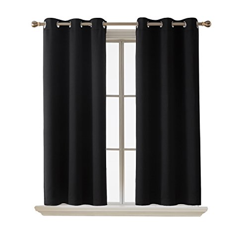 Product Cover Deconovo Room Darkening Thermal Insulated Blackout Grommet Window Curtain for Living Room, Black,42x63-inch,1 Panel