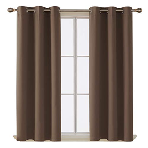 Product Cover Deconovo Room Darkening Thermal Insulated Blackout Grommet Window Curtain for Living Room, Brown,42x63-inch,1 Panel