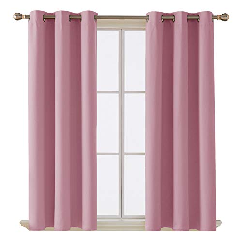 Product Cover Deconovo Room Darkening Thermal Insulated Blackout Grommet Window Curtain Panel for Living Room, Pink,42x63-inch,1 Panel