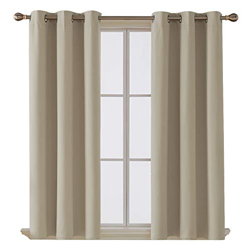 Product Cover Deconovo Room Darkening Thermal Insulated Blackout Grommet Window Curtain Panel for Kids Bedroom, Beige, 42x63 Inch, 1 Panel