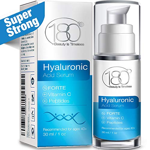 Product Cover Hyaluronic Acid Vitamin C Facial Serum - Strong - 180 Cosmetics - Face Lift Skin Serum for Face and Eyes - Pure Hyaluronic Acid For Immediate Results - Hydrating - Anti Aging - Wrinkles - Fine Lines
