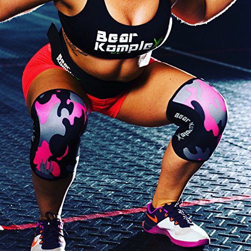 Product Cover Bear KompleX Compression Knee Sleeves, Fitness & Support for Workouts & Running. Sold in Pairs-Crossfit Training, Weightlifting, Wrestling, Squats & Gym Use. 5mm&7mm Thick, Multicolor for Men & Women