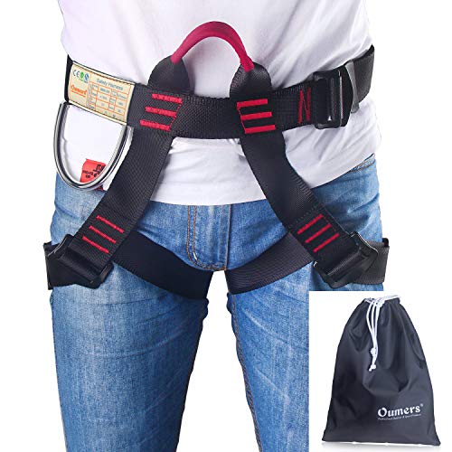 Product Cover Climbing Harness, Oumers Safe Seat Belts For Mountaineering Outward Band Fire Rescue Working on the Higher Level Caving Rock Climbing Rappelling Equip, Women Man Child Half Body Guide Harness