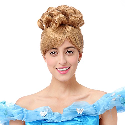 Product Cover STfantasy Cinderella Wig for Women Princess Cosplay Costume Halloween Party Short Curly Gold Blonde Hair