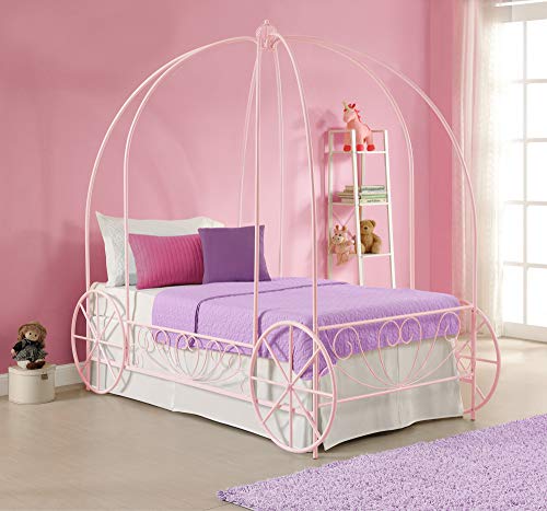 Product Cover DHP Metal Carriage Bed, Fairy Tale Bed Frame, Shabby-Chic Style, Twin, Pink