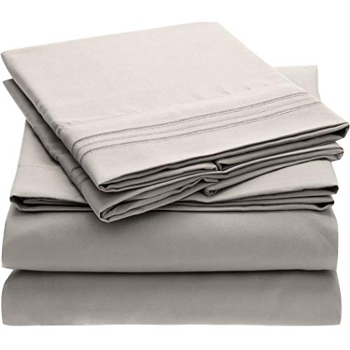 Product Cover Mellanni Bed Sheet Set - Brushed Microfiber 1800 Bedding - Wrinkle, Fade, Stain Resistant - 3 Piece (Twin XL, Light Gray)