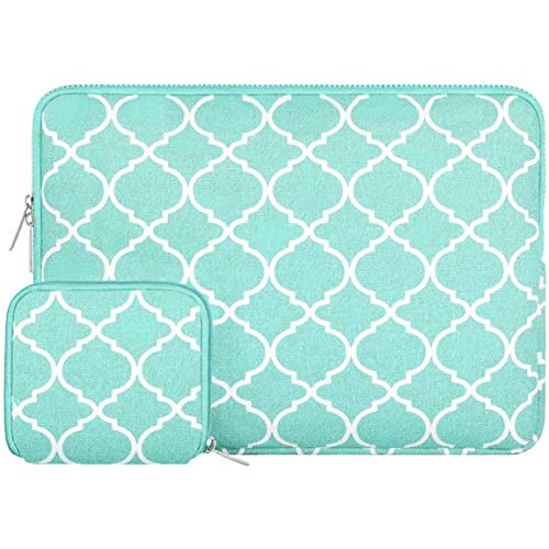 Product Cover MOSISO Laptop Sleeve Bag Compatible with 13-13.3 inch MacBook Pro, MacBook Air, Notebook Computer with Small Case, Canvas Geometric Pattern Protective Carrying Cover, Hot Blue Quatrefoil