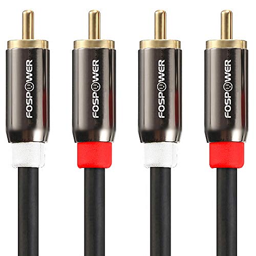 Product Cover FosPower (10 Feet) 2 RCA M/M Stereo Audio Cable [24K Gold Plated | Copper Core] 2RCA Male to 2RCA Male [Left/Right] Premium Sound Quality Plug