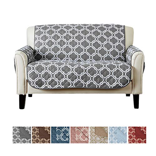 Product Cover Reversible Love Seat Cover for Living Room. Oversized, Loveseat Furniture Protector with Secure Straps. Furniture Cover for Dogs, Protect from Kids and Pets. (Love Seat, Charcoal)