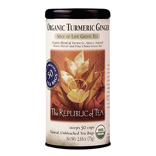 Product Cover The Republic of Tea Organic Turmeric Ginger Green Tea, 50 Tea Bags, Gourmet Green Tea And Turmeric Tea