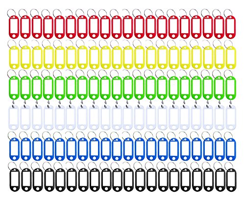 Product Cover NewNewStarÂ Pack of 120 Pcs Assorted Color Plastic Coded Key ID Label Tags Split Ring Keyring - with Label Window Ring Holder - Soft Plastic (120 Pcs Assorted Color)