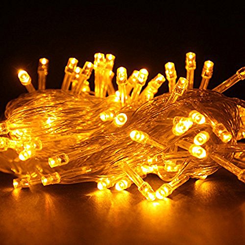 Product Cover Autolizer 100 LED YELLOW Fairy String Lights Lamp for Xmas Tree Holiday Wedding Party Decoration Halloween Showcase Displays Restaurant or Bar and Home Garden - Control up to 8 modes