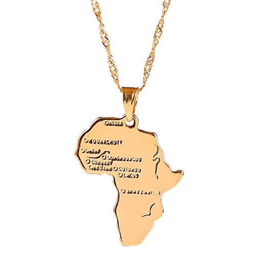 Product Cover BR Gold Jewelry 18k Gold Plated Filled Women Girl Africa Map Pendant Necklace