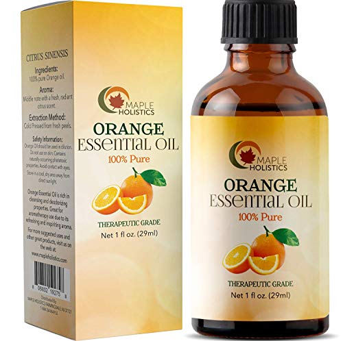 Product Cover Sweet Orange Essential Oil for Diffuser Aromatherapy - Natural Spa Skin Care and Hair Care for Men and Women - Therapeutic Grade Cold Pressed Pure Orange Oil Extract - Citrus Mood and Immune Booster