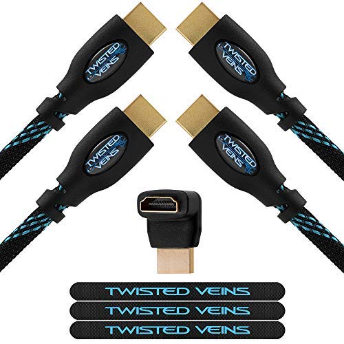Product Cover Twisted Veins HDMI Cable 15 ft, 2-Pack, Premium HDMI Cord Type High Speed with Ethernet, Supports HDMI 2.0b 4K 60hz HDR on Most Devices and May Only Support 4K 30hz on Some Devices