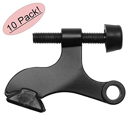 Product Cover Designers Impressions Matte Black Heavy Duty Hinge Pin Adjustable Door Stop with Black Tip : 6357 - 10 Pack