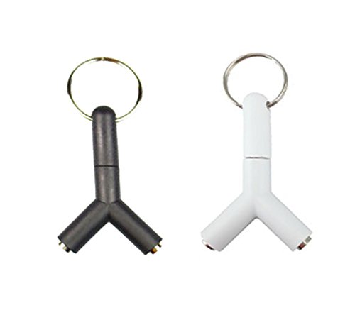 Product Cover yueton Pack of 2 Y Shaped 3.5mm Jack Stereo Audio Headset Splitter Connector Adapter Keyring Key Ring - Headphone Splitter