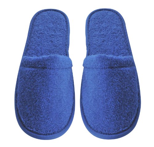 Product Cover Arus Women's Turkish Organic Terry Cotton Cloth Spa Slippers One Size Fits Most, Royal Blue with Black Sole