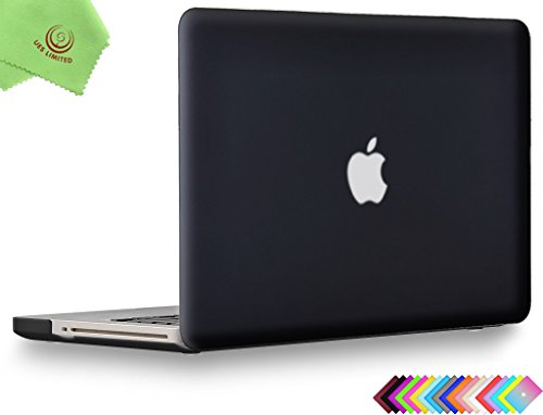 Product Cover UESWILL Smooth Soft-Touch Matte Hard Shell Case Cover for MacBook Pro 15 inch with CD-ROM (Non-Retina) (Model A1286) + Microfibre Cleaning Cloth, Black