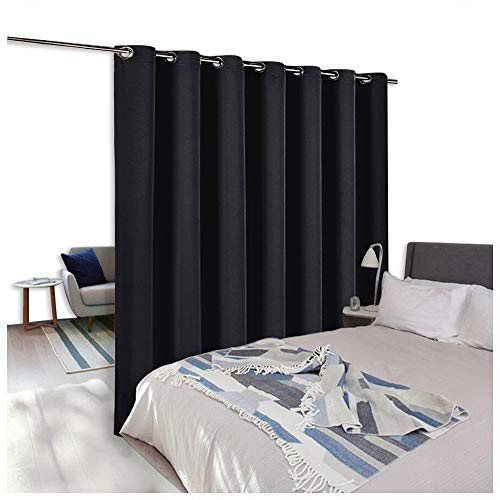 Product Cover NICETOWN Room Divider Curtain Screen Partitions, Blackout Wide Width Window Treatment, Blackout Curtain Panel for Glass Window/Sliding Door/Patio (One Panel, 7ft Tall x 8.3ft Wide, Black)