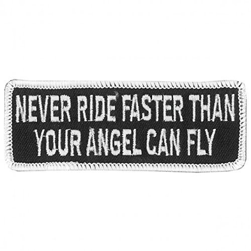 Product Cover Hot Leathers, NEVER RIDE FASTER Than Your Angel Can Fly, Iron-On / Saw-On, Heat Sealed Backing Rayon PATCH - 4