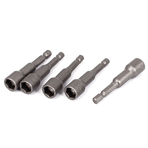 Product Cover Sellify a15091000ux0292 10 mm 1/4-Inch Hex Shank Socket Magnetic Nut Driver Bit Setter - Grey (5-Piece)