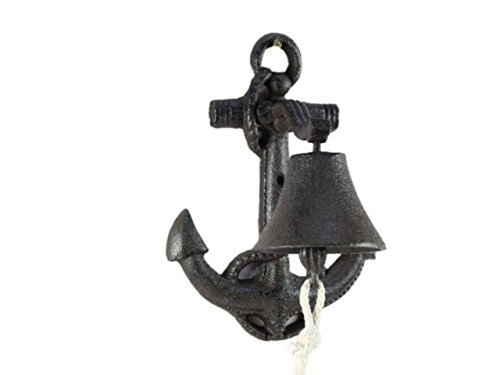 Product Cover Cast Iron Wall Mounted Anchor Bell 8 Inch - Captains Bell - Rustic Wall Art