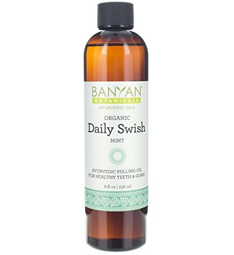Product Cover Banyan Botanicals Daily Swish Mint - Organic Ayurvedic Oil Pulling Mouthwash with Coconut Oil - for Oral Health, Detoxification, Healthy Teeth, Gums* - 8oz - Non GMO Sustainably Sourced Vegan