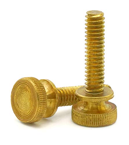 Product Cover Knurled Head Thumb Screws - Solid Brass Machine Screws - #10-24 x 3/4